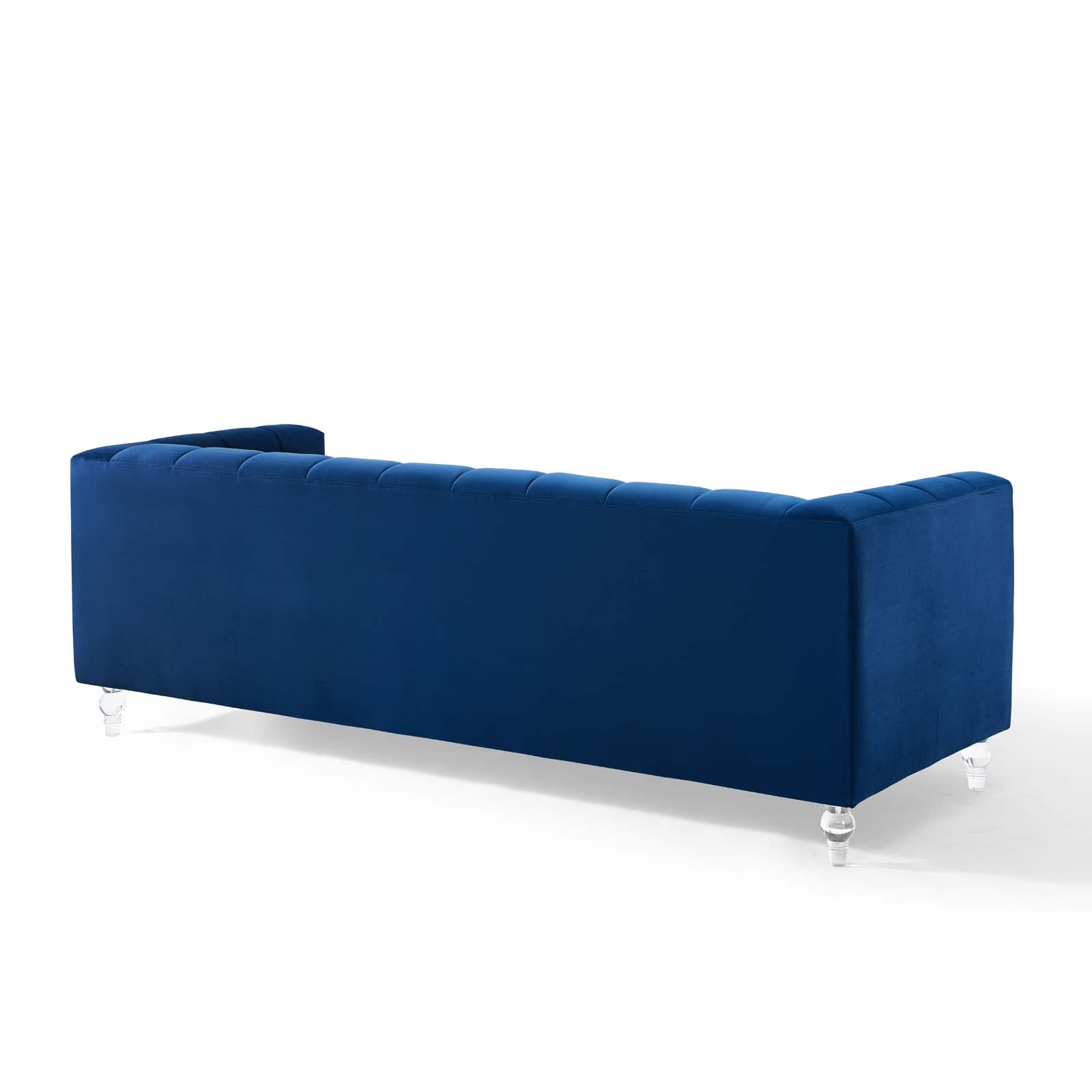 Mesmer Channel Tufted Button Performance Velvet Sofa By HouseBean