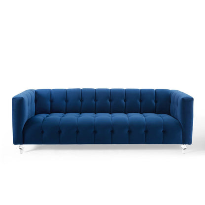 Mesmer Channel Tufted Button Performance Velvet Sofa By HouseBean