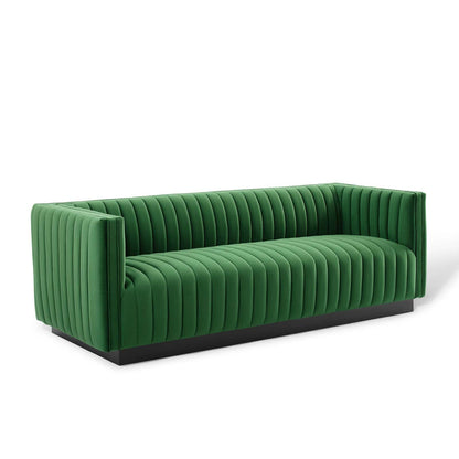 Conjure Channel Tufted Velvet Sofa By HouseBean