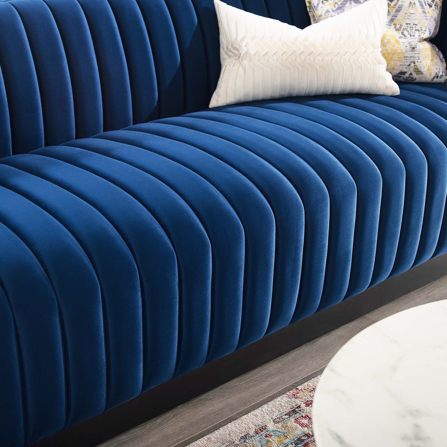 Conjure Channel Tufted Velvet Sofa By HouseBean