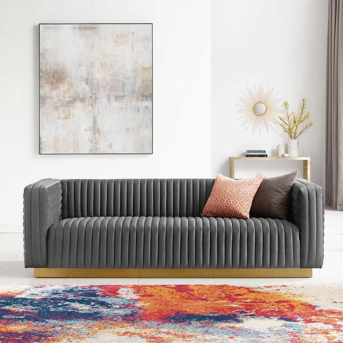 Charisma Channel Tufted Performance Velvet Living Room Sofa By HouseBean