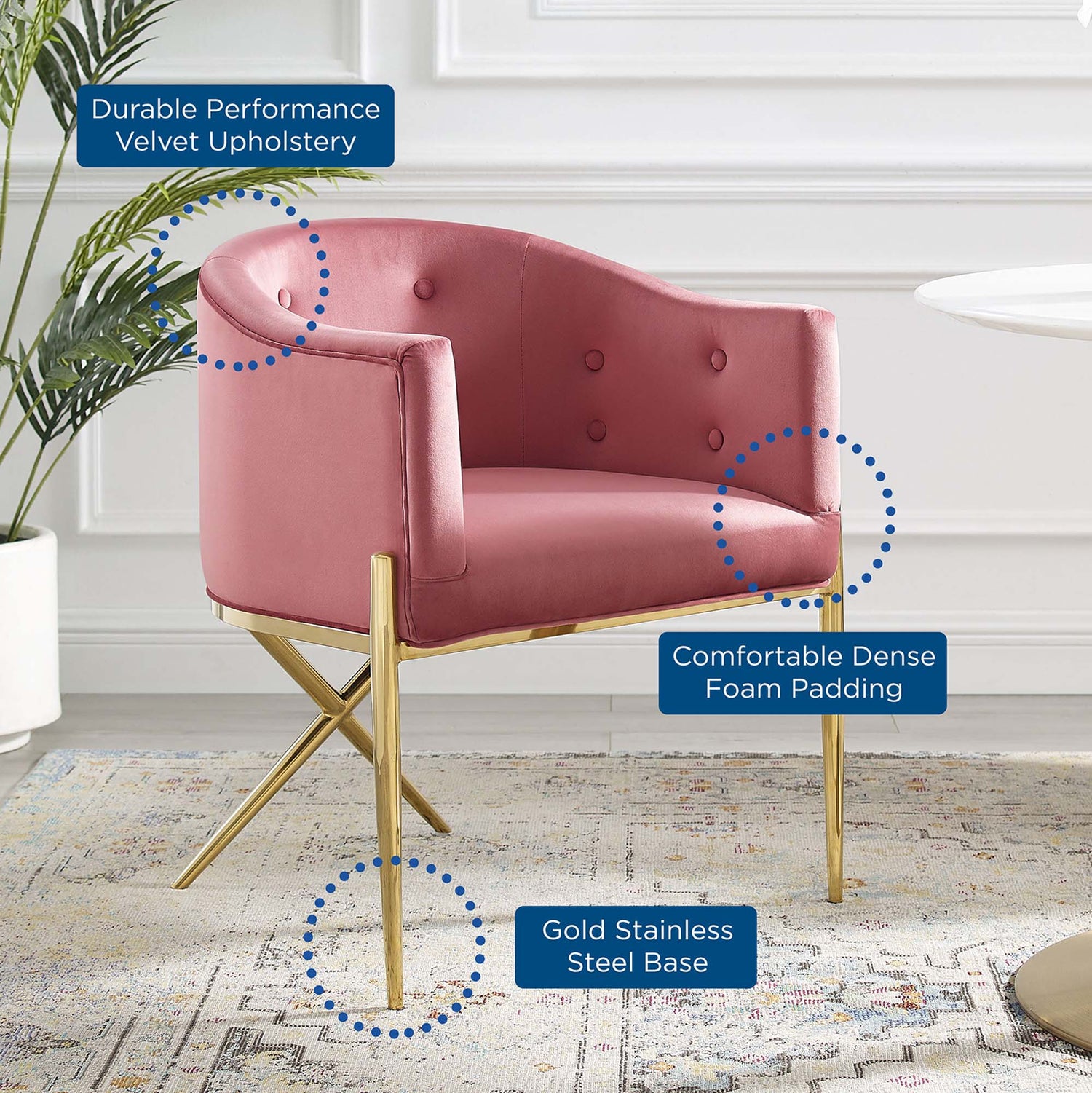 Savour Tufted Performance Velvet Accent Dining Armchair by Modway