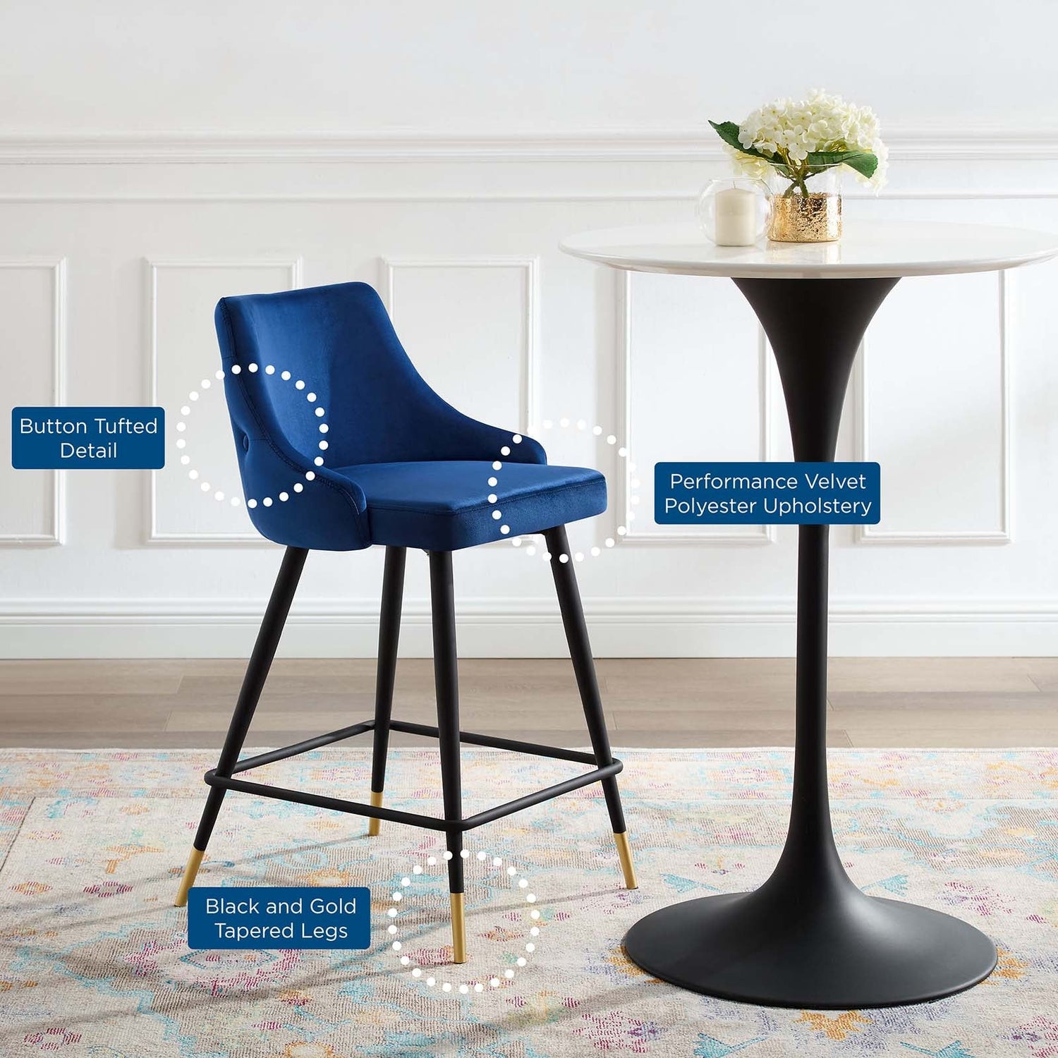 Adorn Performance Velvet Counter Stool By HouseBean