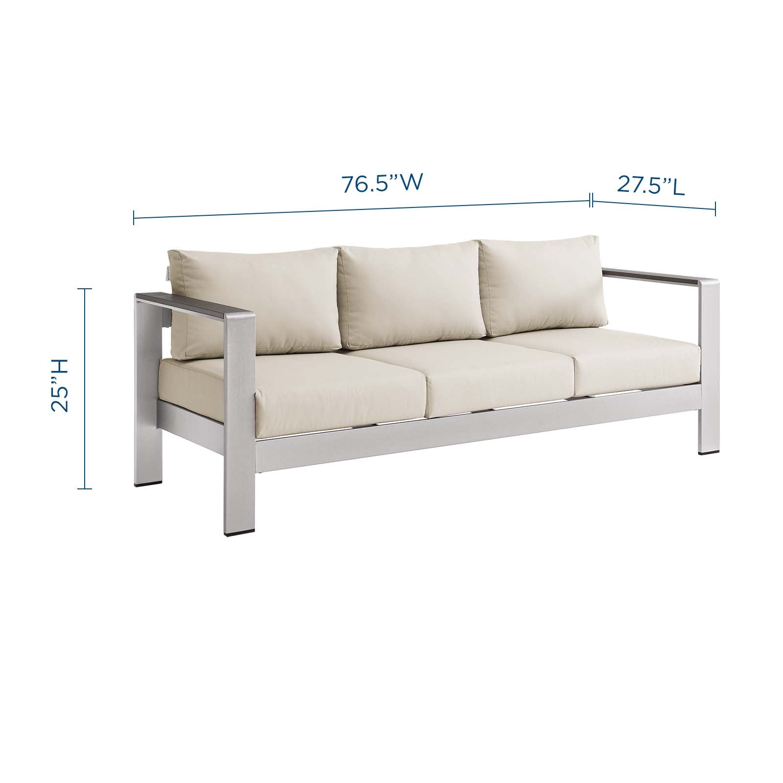 Shore Outdoor Patio Aluminum Sofa By HouseBean