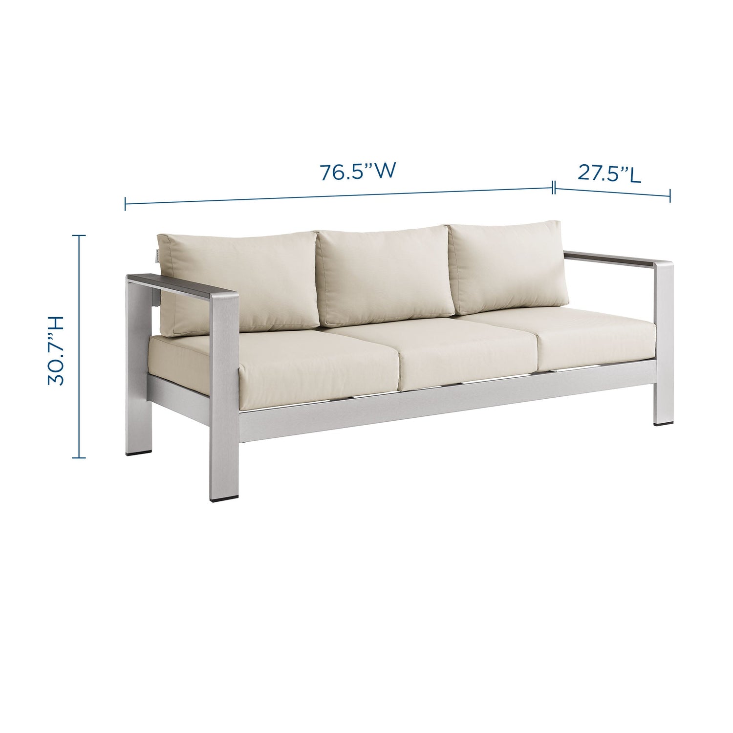 Shore Outdoor Patio Aluminum Sofa by Modway
