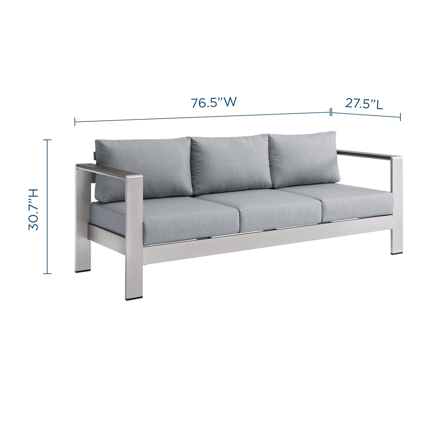 Shore Outdoor Patio Aluminum Sofa by Modway