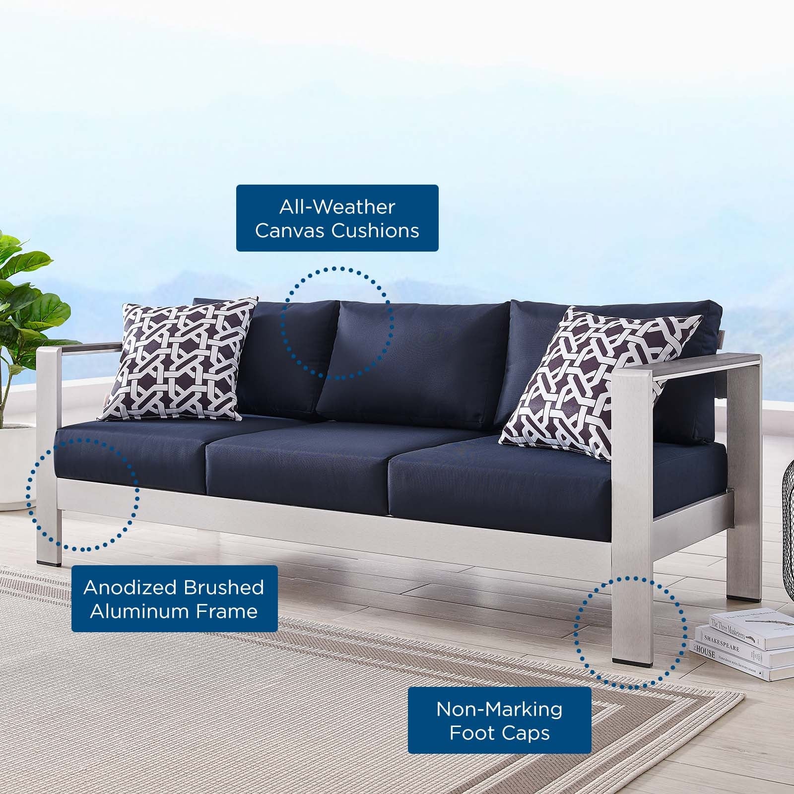 Shore Outdoor Patio Aluminum Sofa By HouseBean