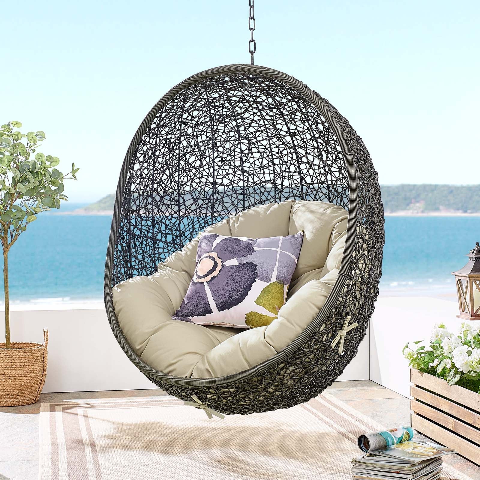 Hide Outdoor Patio Sunbrella¬¨√Ü Swing Chair With Stand By HouseBean