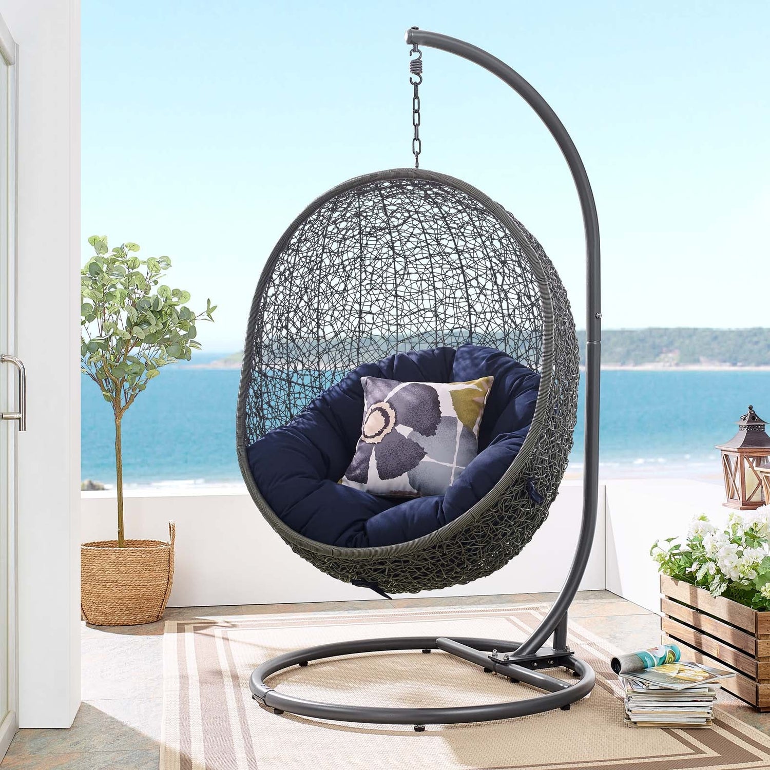 Hide Outdoor Patio Sunbrella¬¨√Ü Swing Chair With Stand By HouseBean