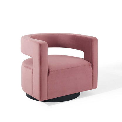 Spin Cutaway Performance Velvet Swivel Armchair By HouseBean