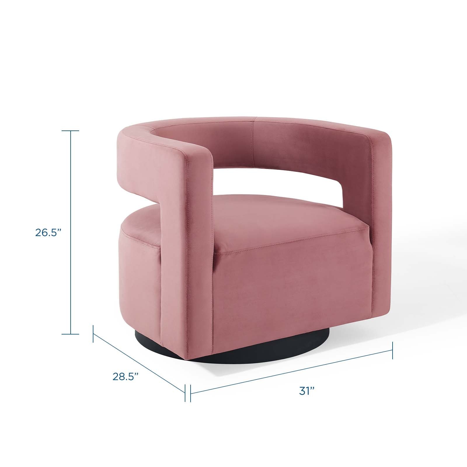 Spin Cutaway Performance Velvet Swivel Armchair By HouseBean