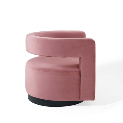 Spin Cutaway Performance Velvet Swivel Armchair By HouseBean