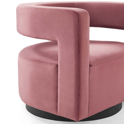 Spin Cutaway Performance Velvet Swivel Armchair By HouseBean