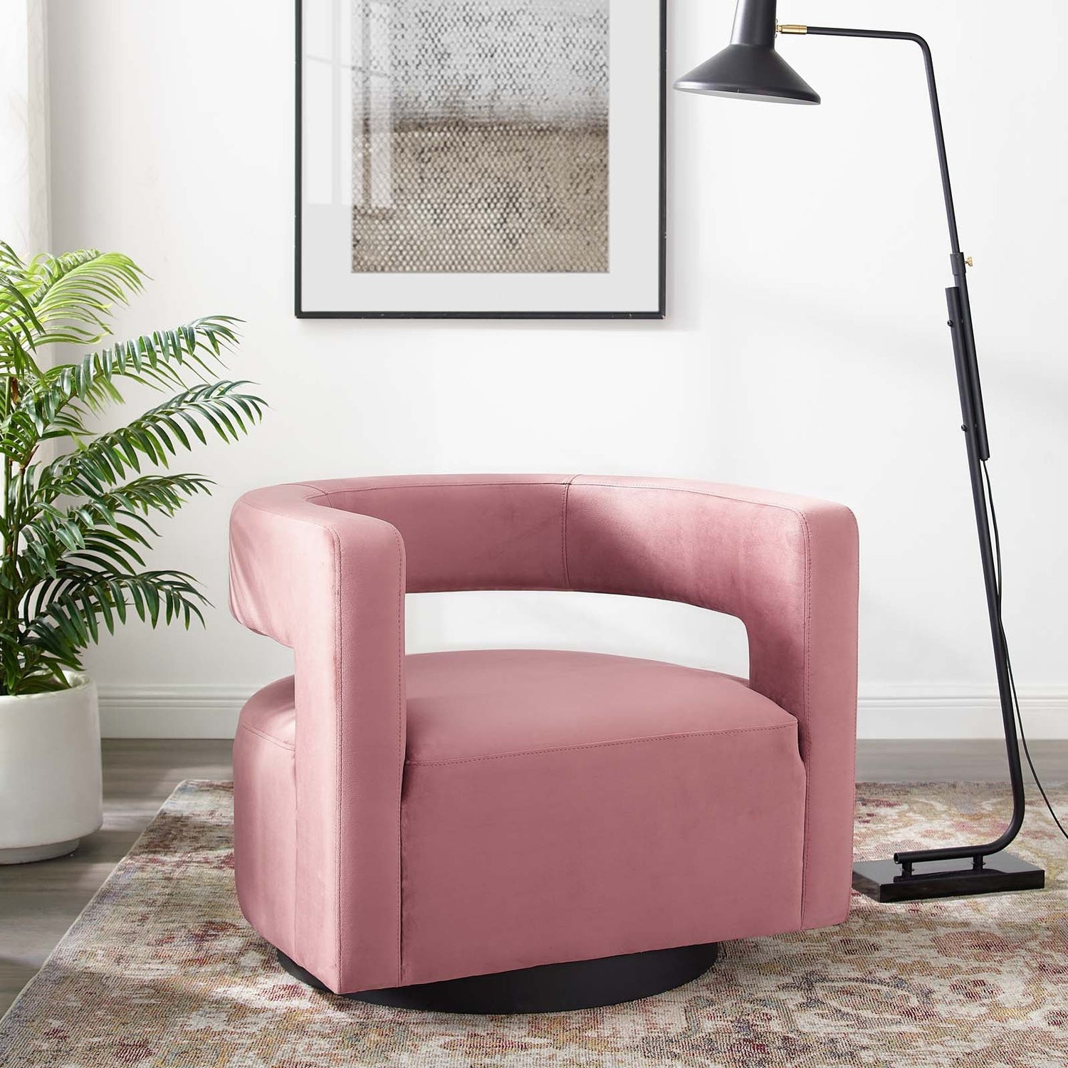 Spin Cutaway Performance Velvet Swivel Armchair By HouseBean