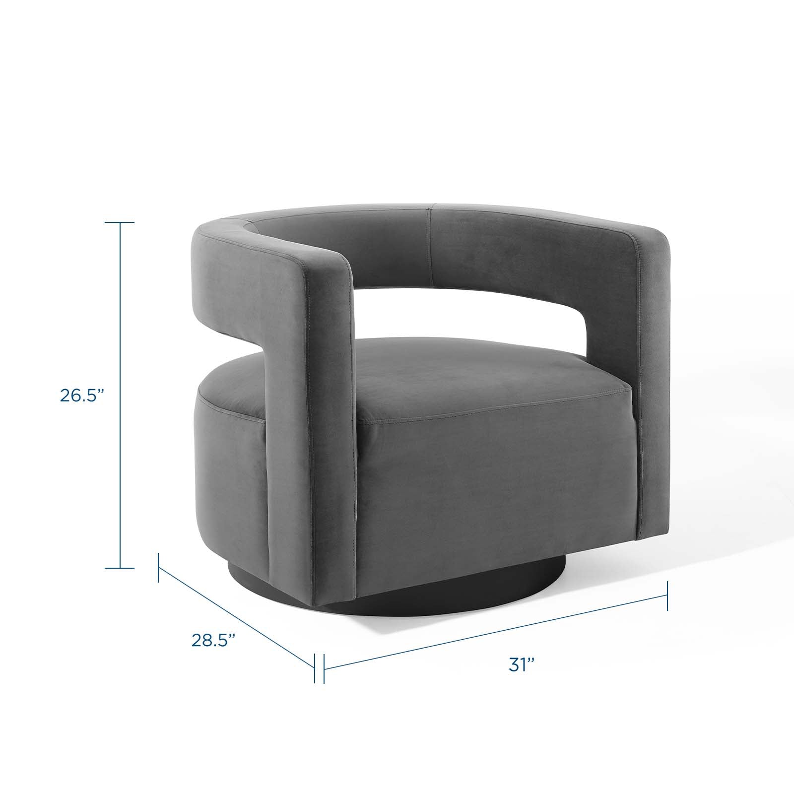 Spin Cutaway Performance Velvet Swivel Armchair By HouseBean