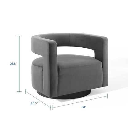 Spin Cutaway Performance Velvet Swivel Armchair By HouseBean