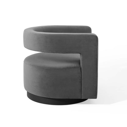 Spin Cutaway Performance Velvet Swivel Armchair By HouseBean