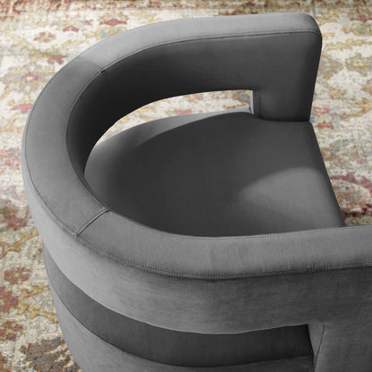 Spin Cutaway Performance Velvet Swivel Armchair By HouseBean