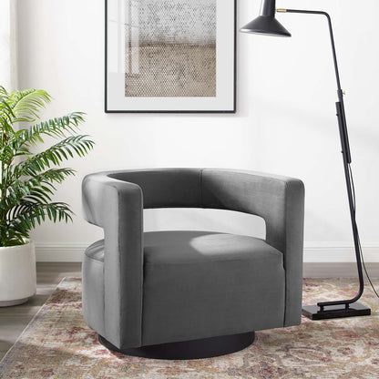 Spin Cutaway Performance Velvet Swivel Armchair By HouseBean