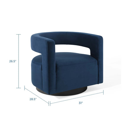 Spin Cutaway Performance Velvet Swivel Armchair By HouseBean