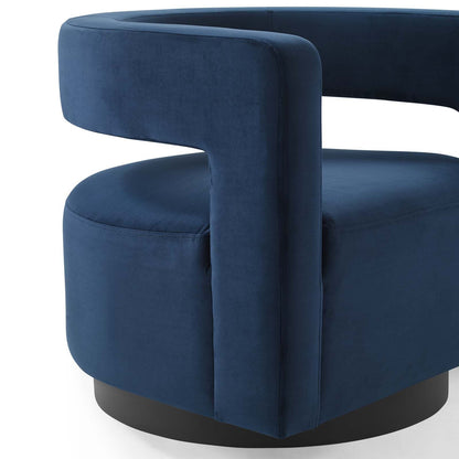 Spin Cutaway Performance Velvet Swivel Armchair By HouseBean