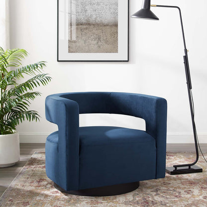 Spin Cutaway Performance Velvet Swivel Armchair By HouseBean