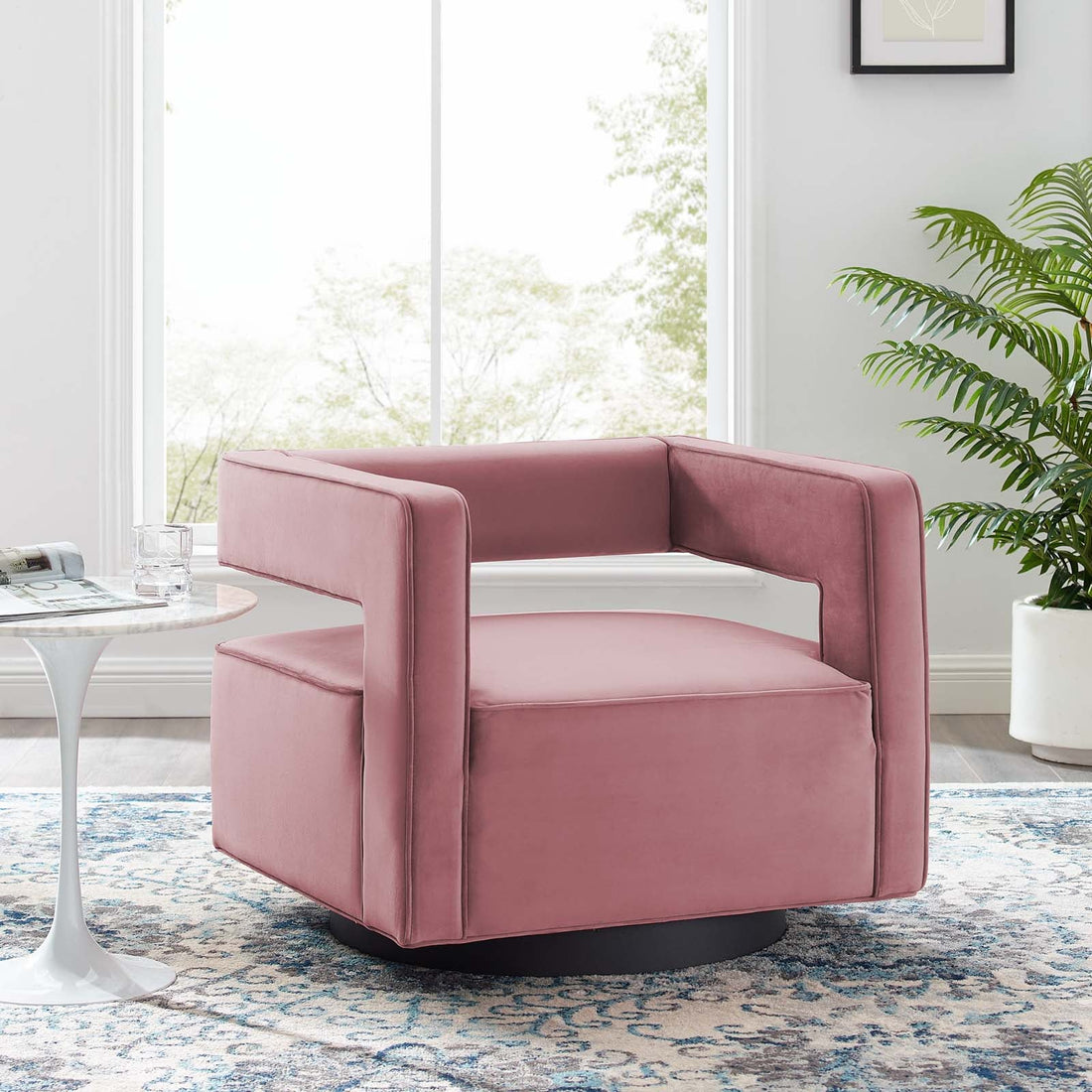 Booth Performance Velvet Swivel Armchair By HouseBean