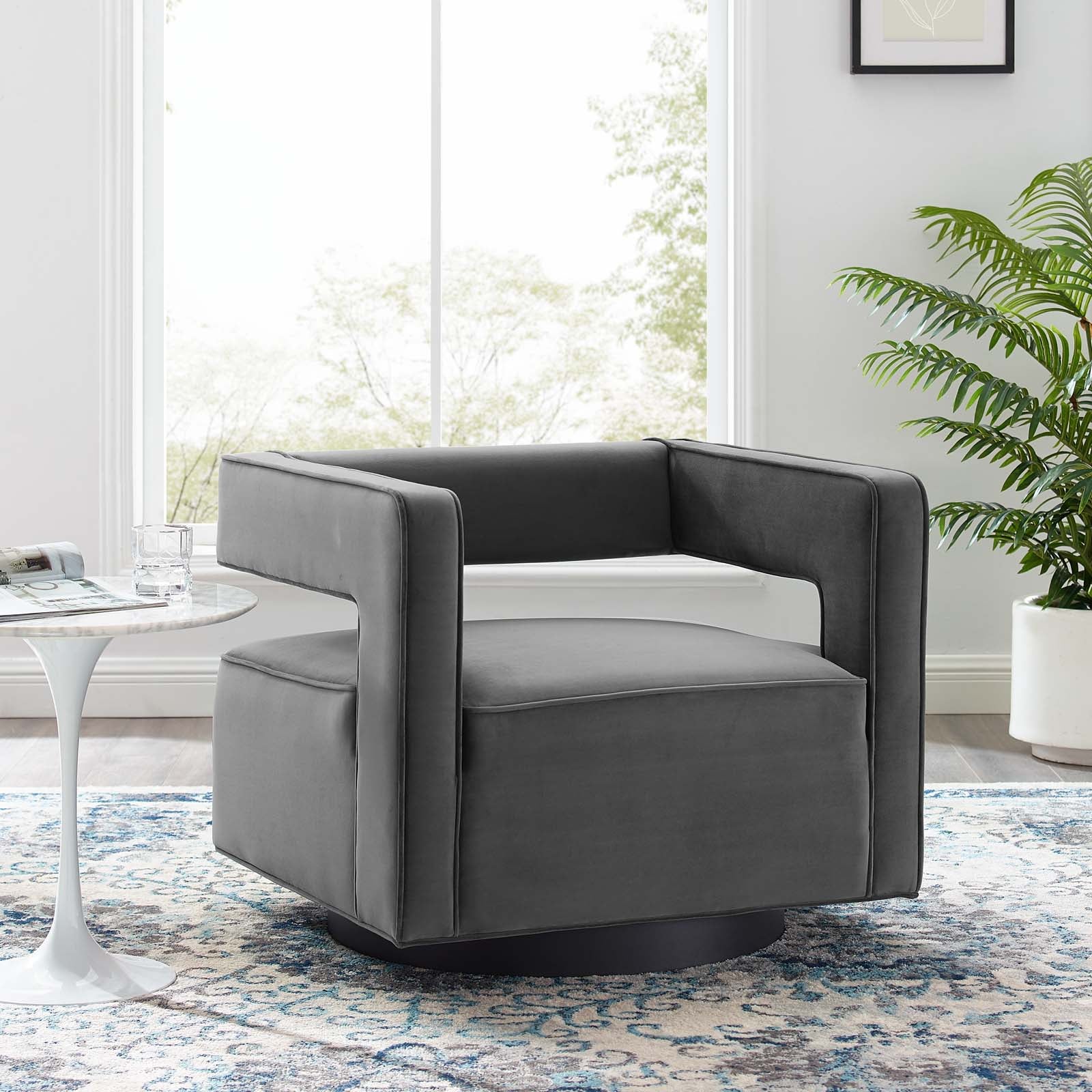 Booth Performance Velvet Swivel Armchair By HouseBean