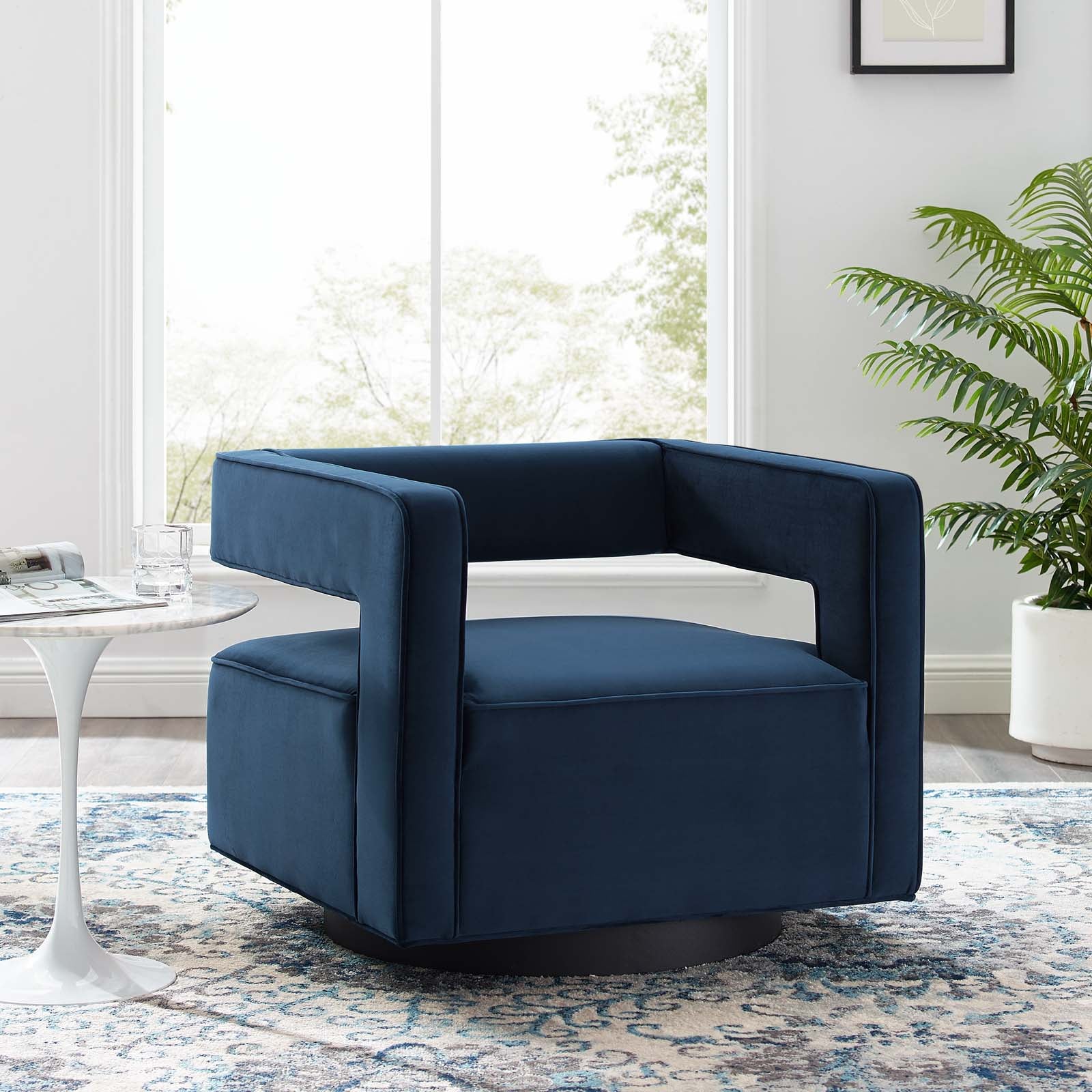 Booth Performance Velvet Swivel Armchair By HouseBean