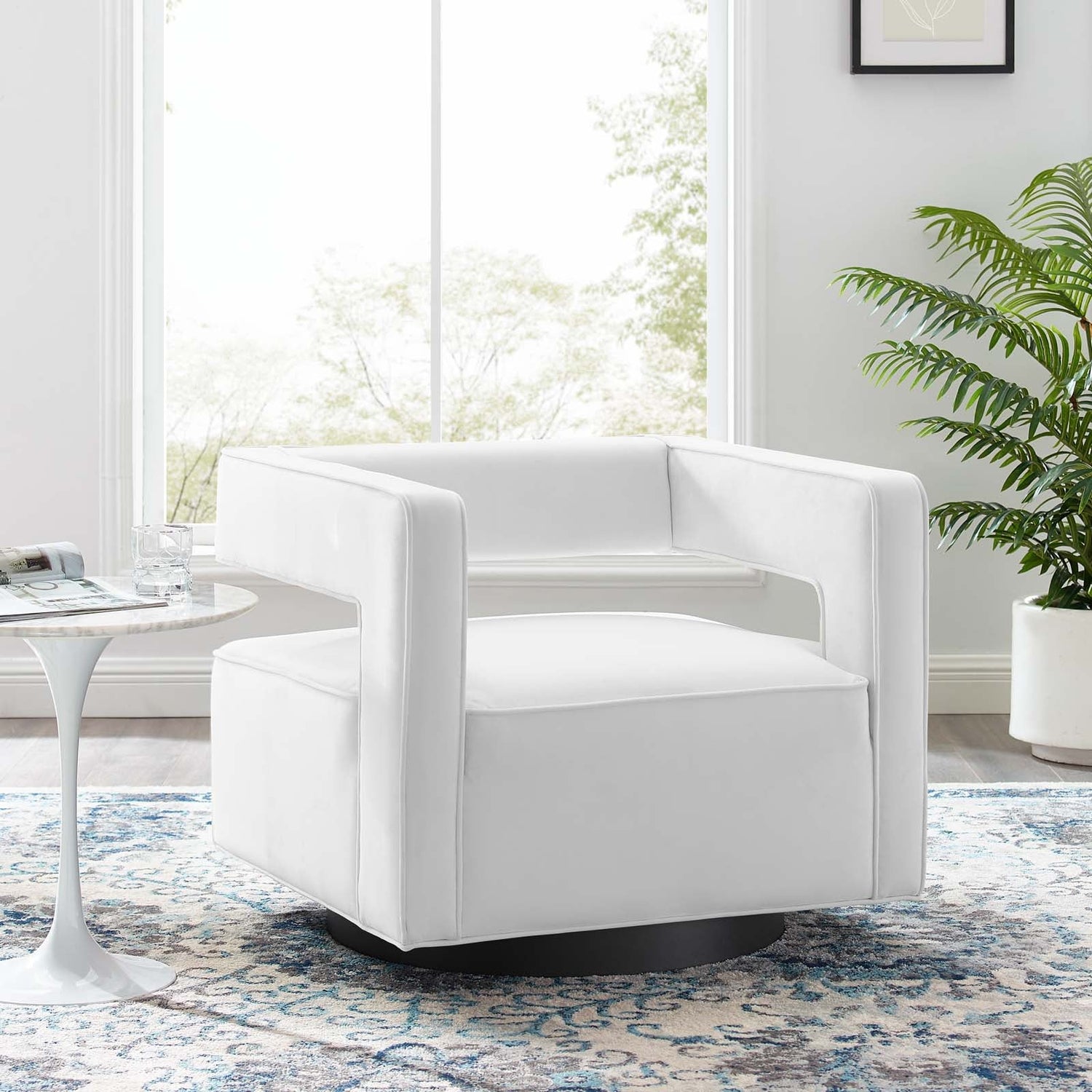 Booth Performance Velvet Swivel Armchair By HouseBean