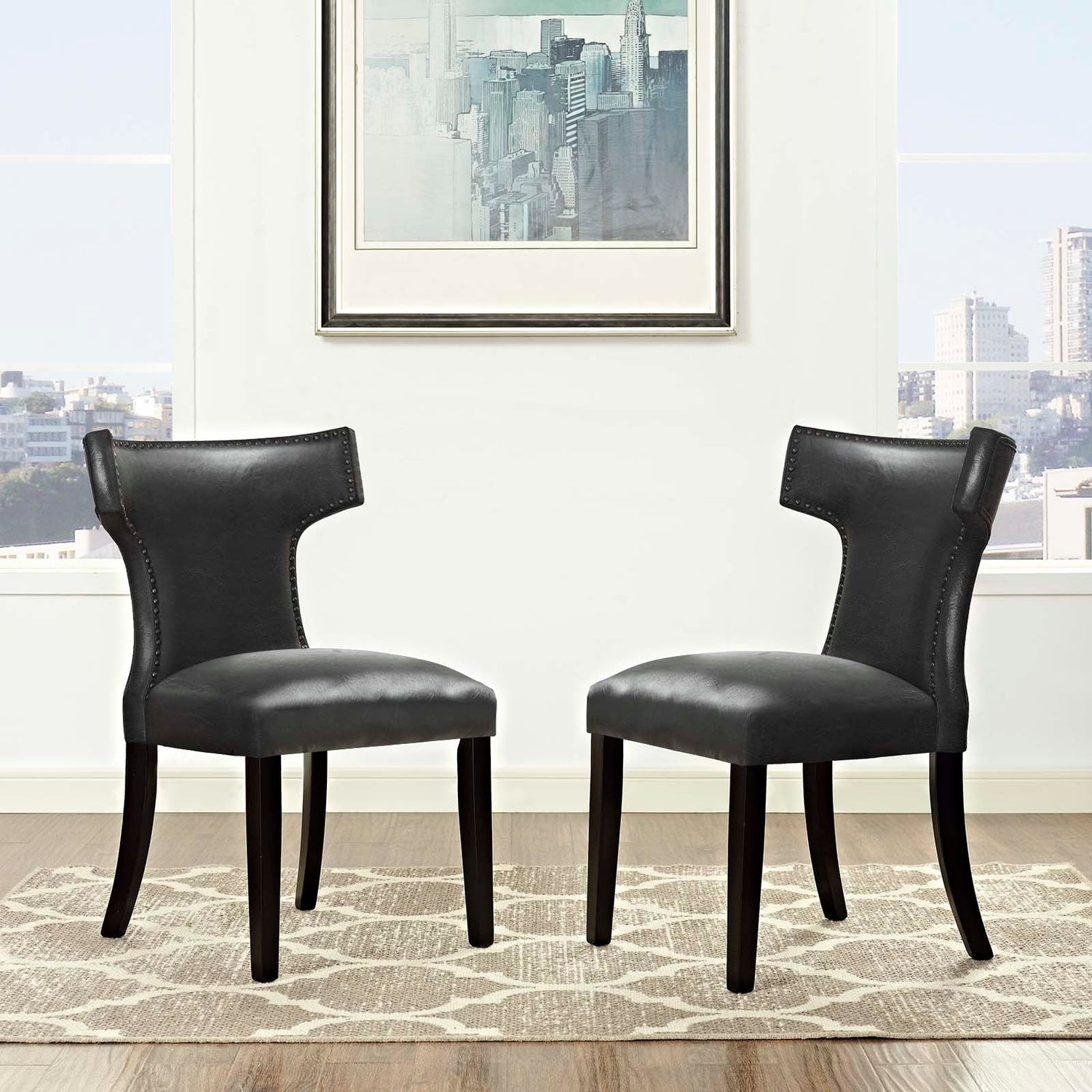 Curve Dining Chair Vinyl Set of 2 By HouseBean