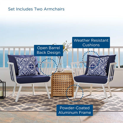 Riverside Outdoor Patio Aluminum Armchair Set of 2 By HouseBean