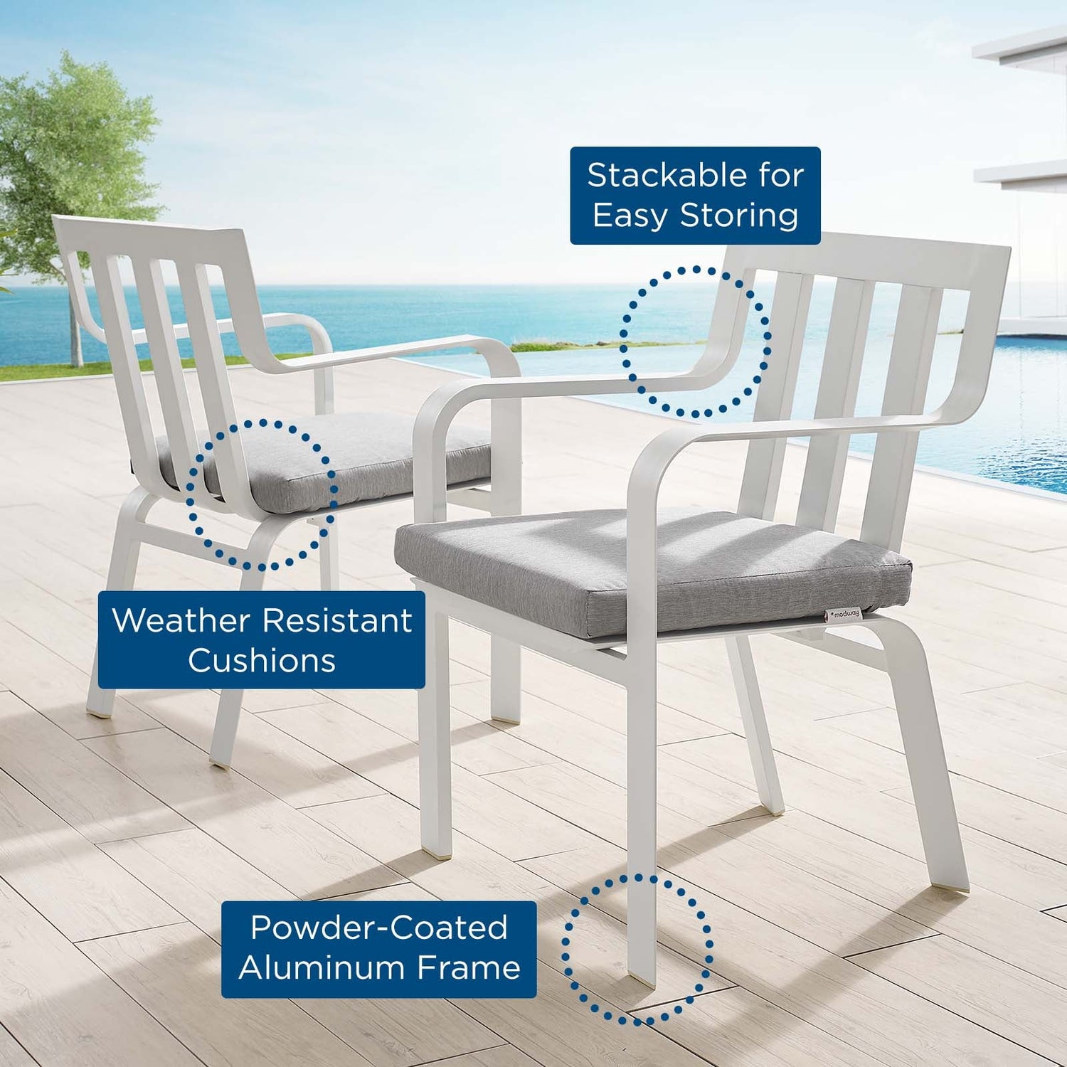 Baxley Outdoor Patio Aluminum Armchair Set of 2 By HouseBean