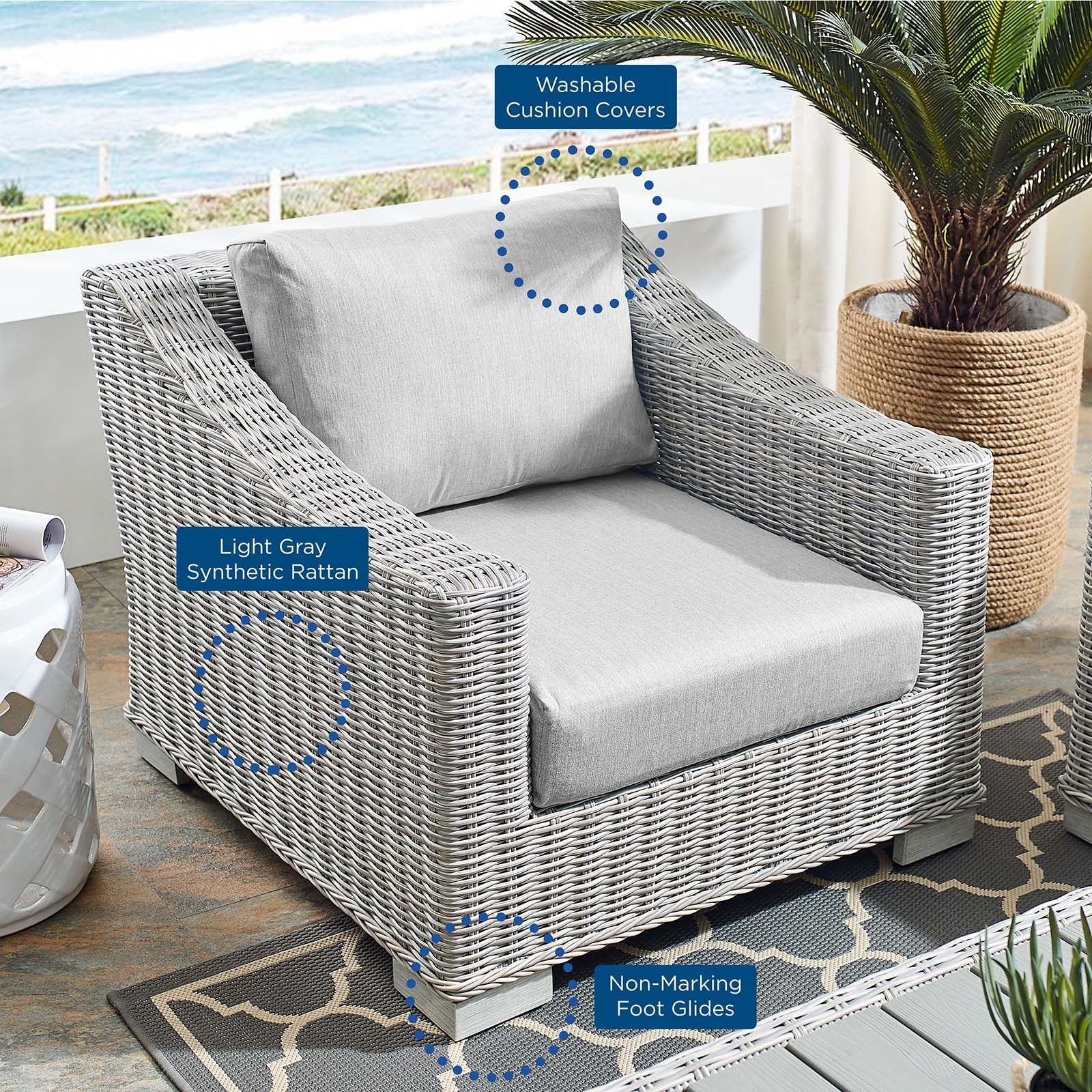 Conway Sunbrella¬¨√Ü Outdoor Patio Wicker Rattan Armchair By HouseBean