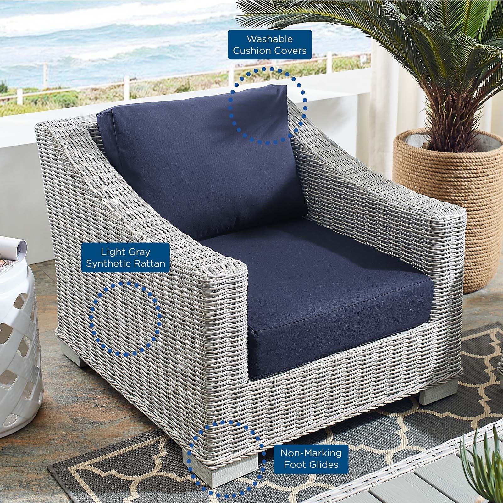 Conway Sunbrella¬¨√Ü Outdoor Patio Wicker Rattan Armchair By HouseBean