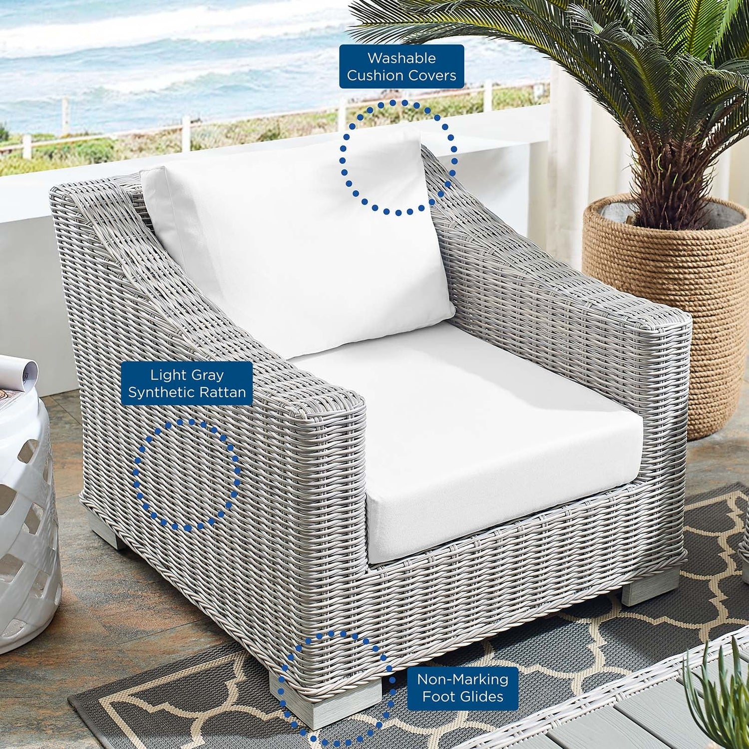 Conway Sunbrella¬¨√Ü Outdoor Patio Wicker Rattan Armchair By HouseBean