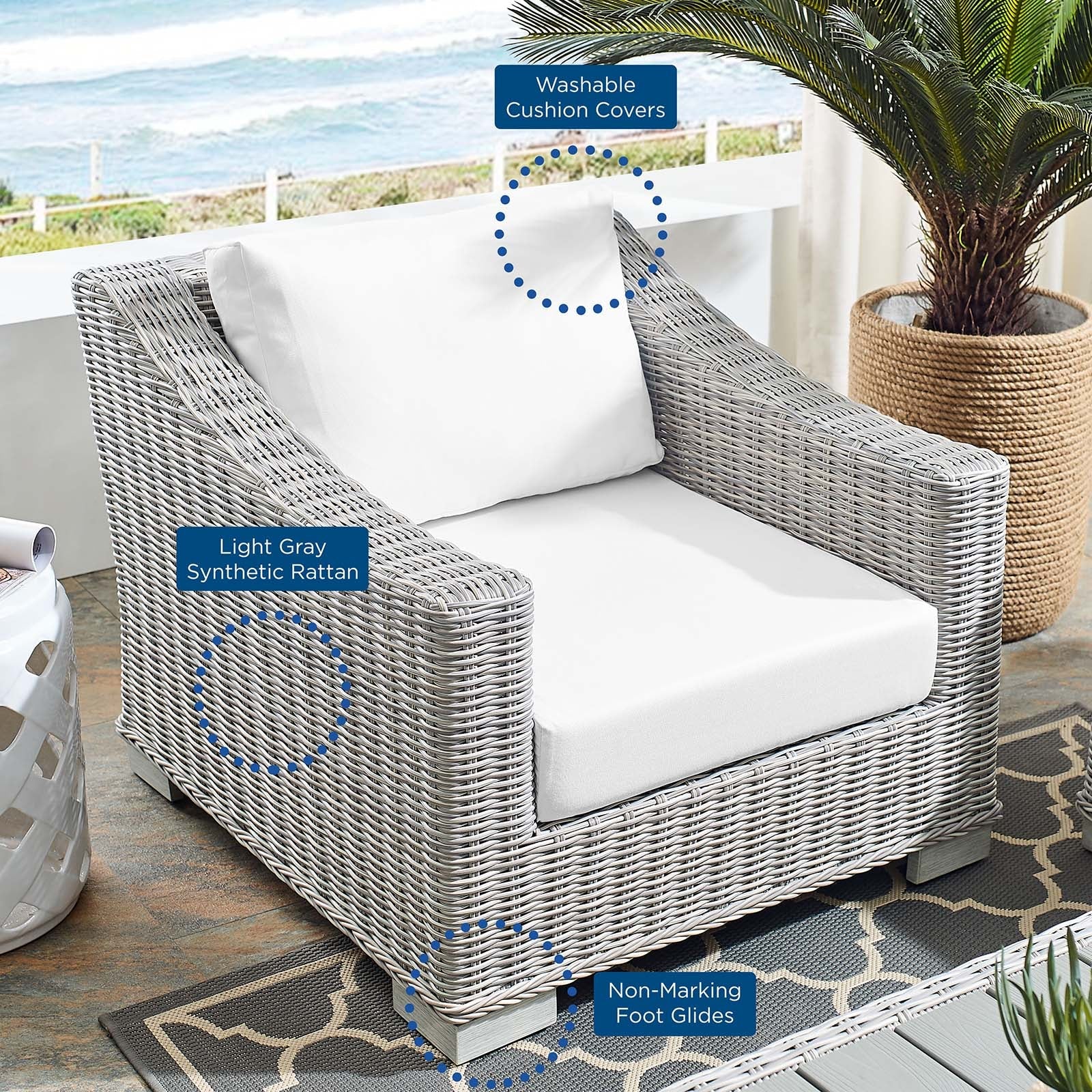 Conway Sunbrella¬¨√Ü Outdoor Patio Wicker Rattan Armchair By HouseBean