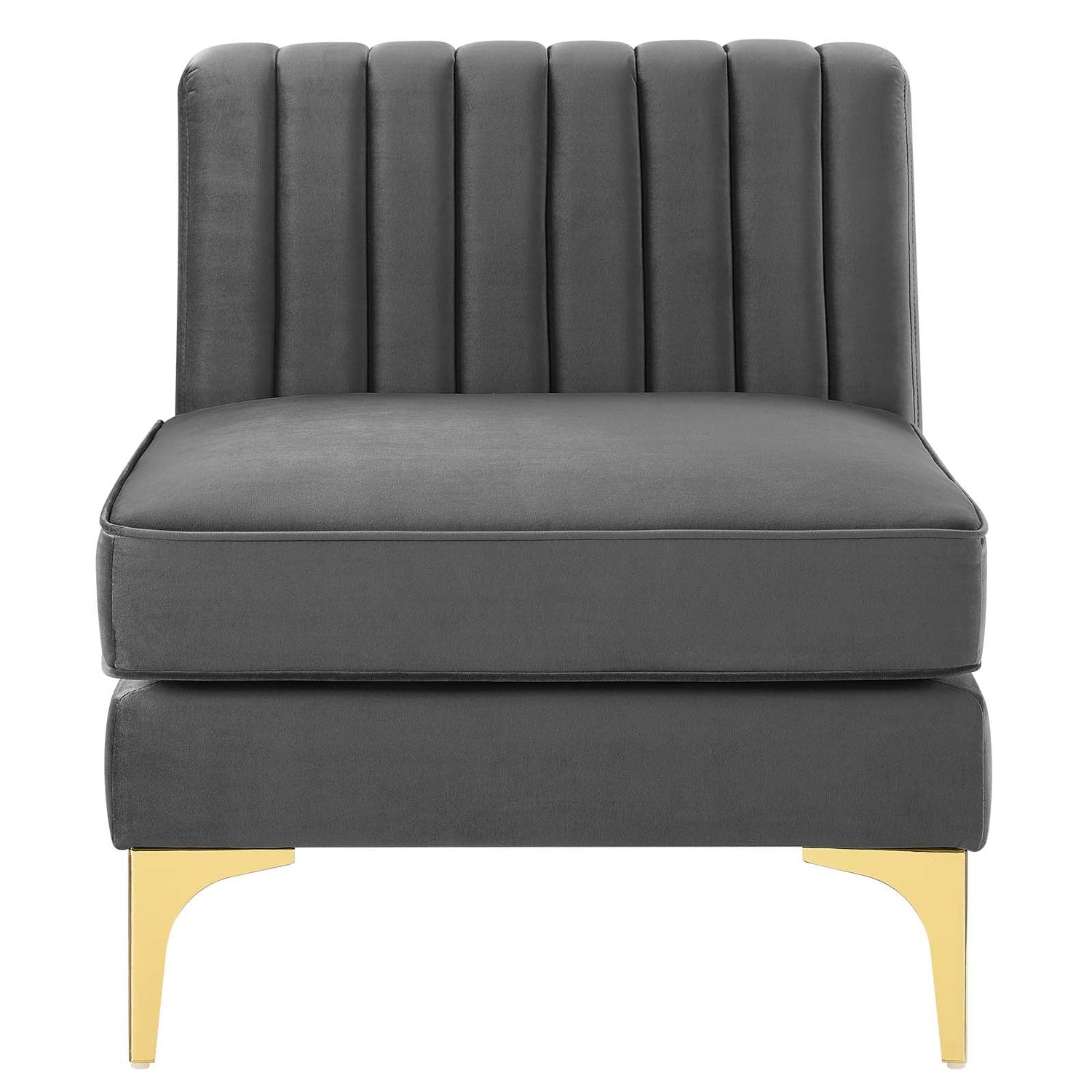 Triumph Channel Tufted Performance Velvet Armless Chair By HouseBean