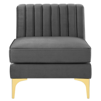 Triumph Channel Tufted Performance Velvet Armless Chair By HouseBean