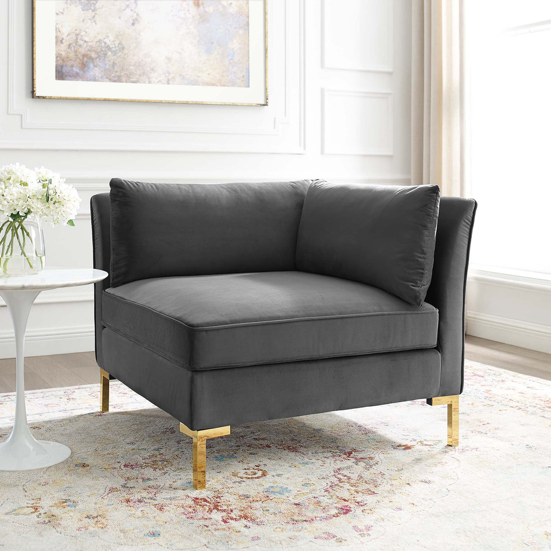 Ardent Performance Velvet Sectional Sofa Corner Chair by Modway