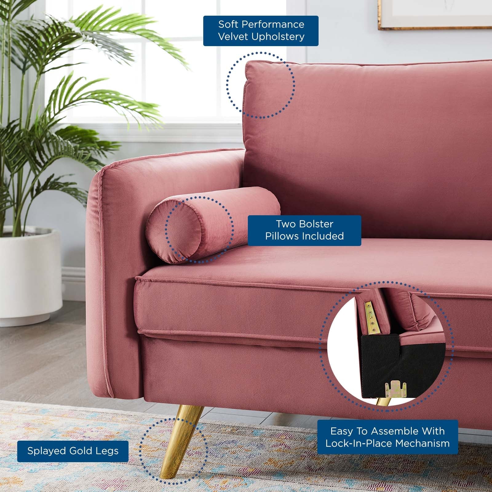 Revive Performance Velvet Sofa By HouseBean