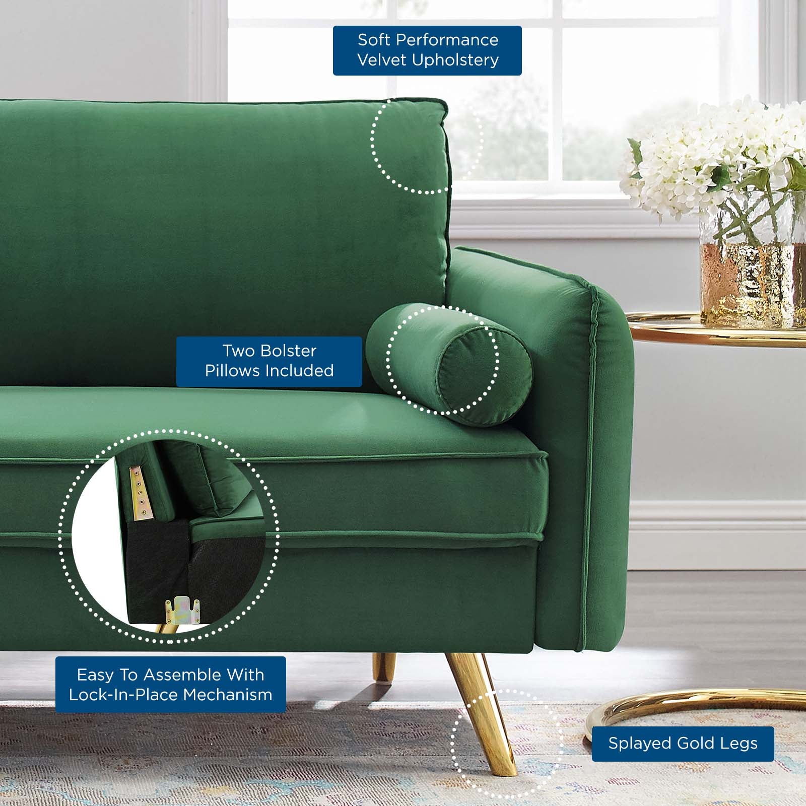 Revive Performance Velvet Sofa By HouseBean