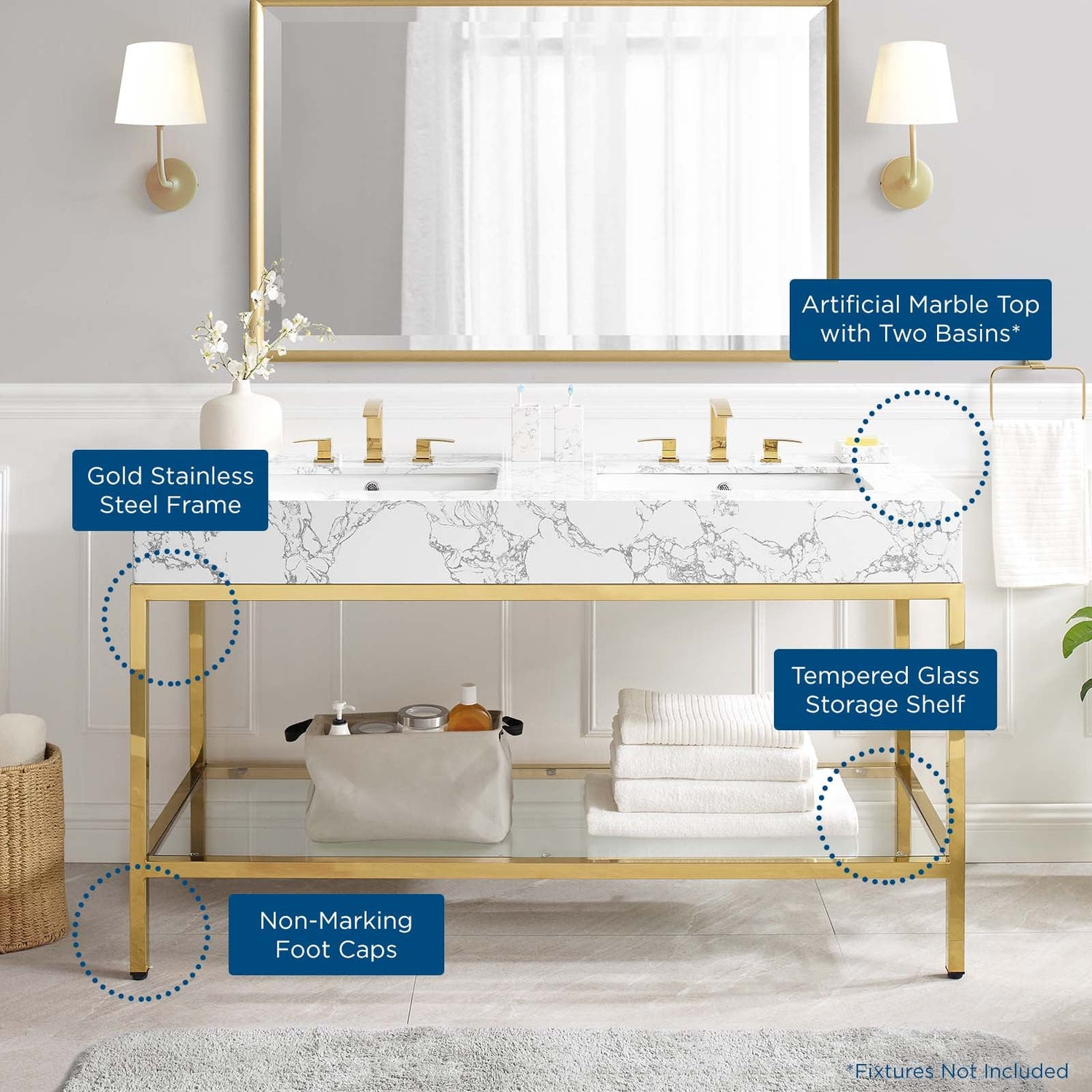 Kingsley Stainless Steel Bathroom Vanity by Modway