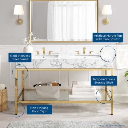 Kingsley Stainless Steel Bathroom Vanity by Modway