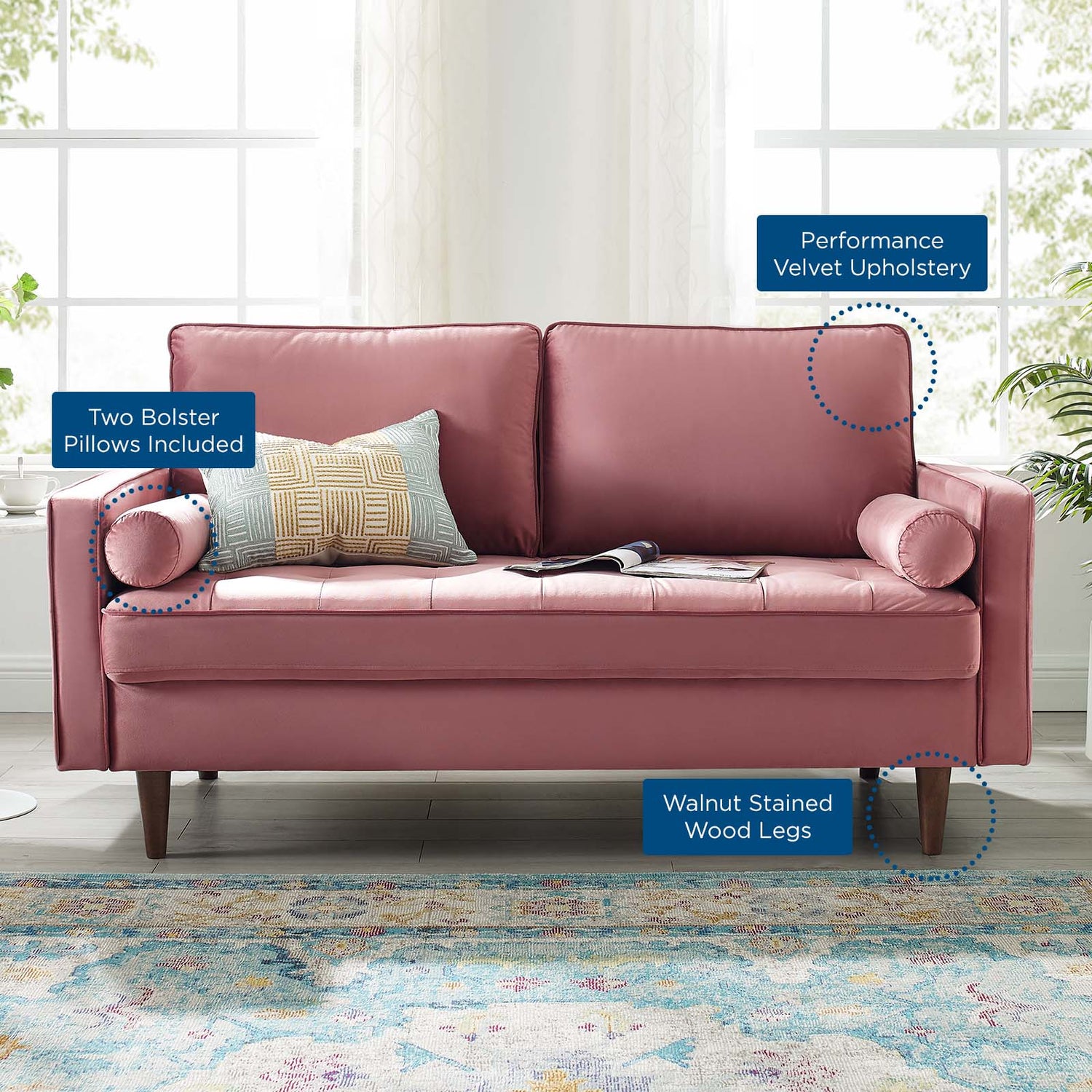 Valour Performance Velvet Loveseat By HouseBean