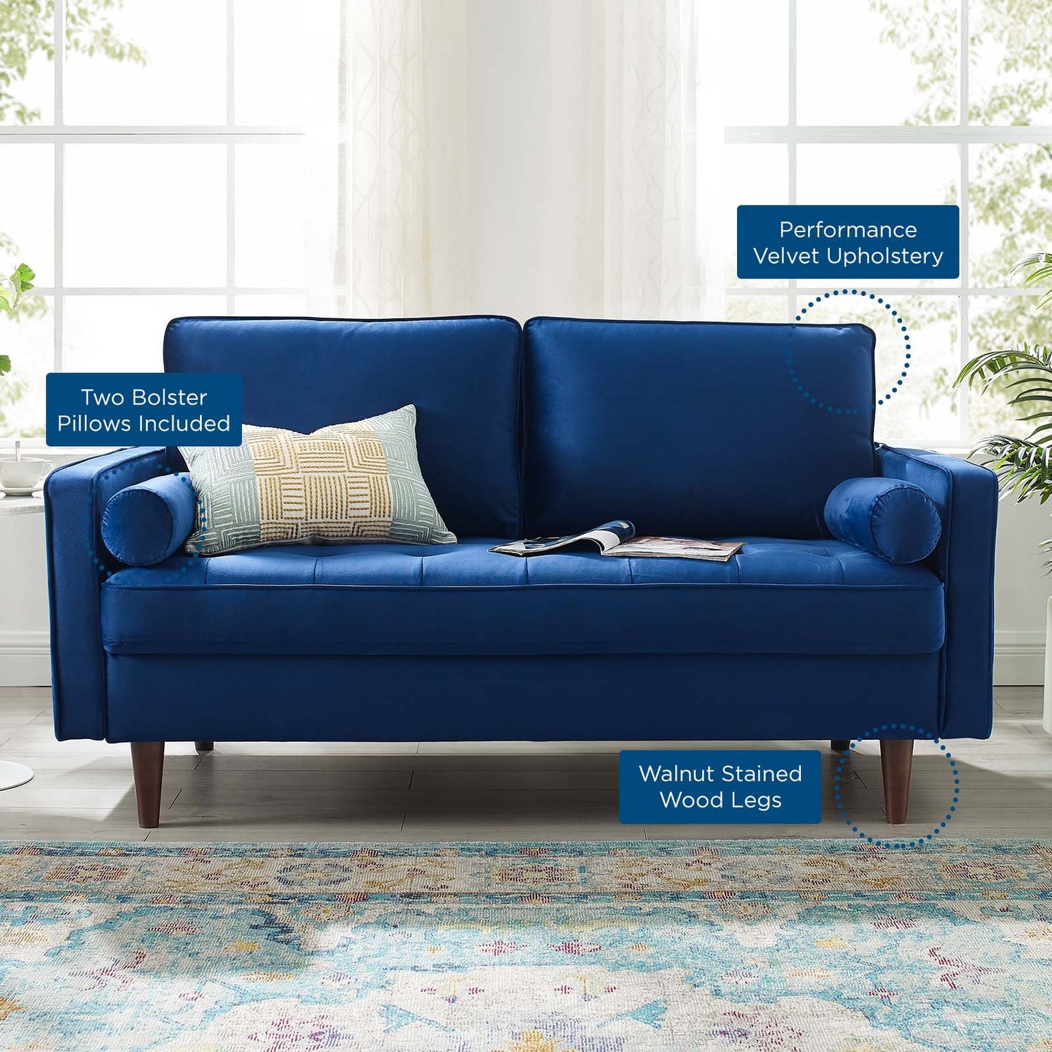 Valour Performance Velvet Loveseat By HouseBean