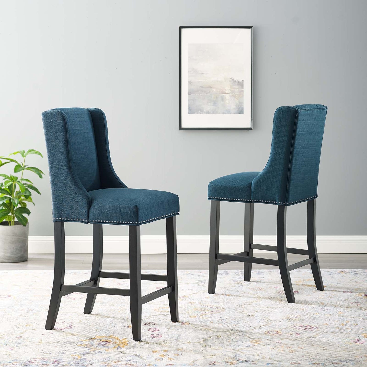 Baron Counter Stool Upholstered Fabric Set of 2 By HouseBean