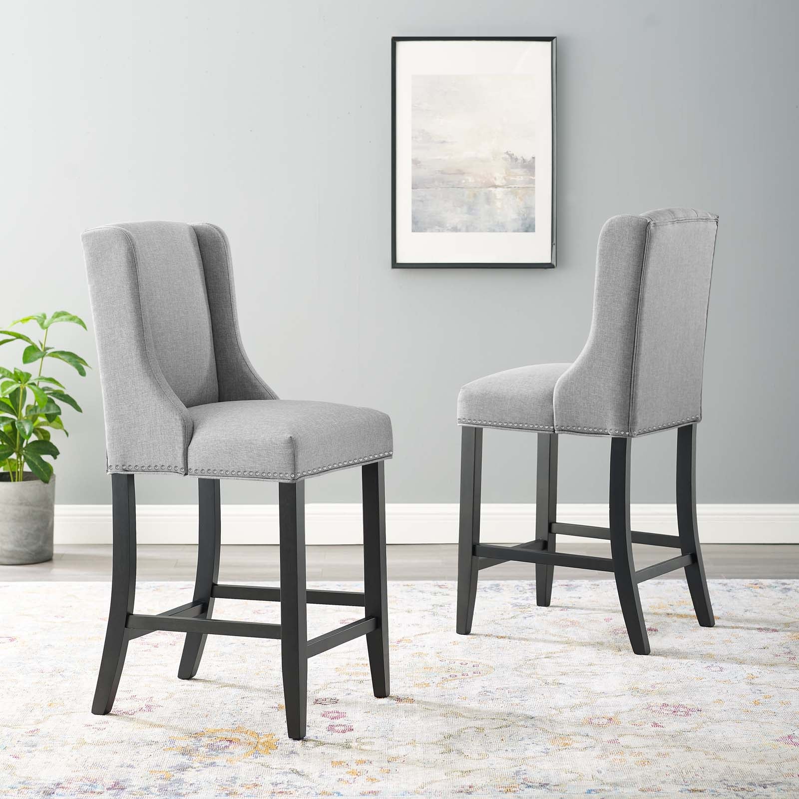 Baron Counter Stool Upholstered Fabric Set of 2 By HouseBean