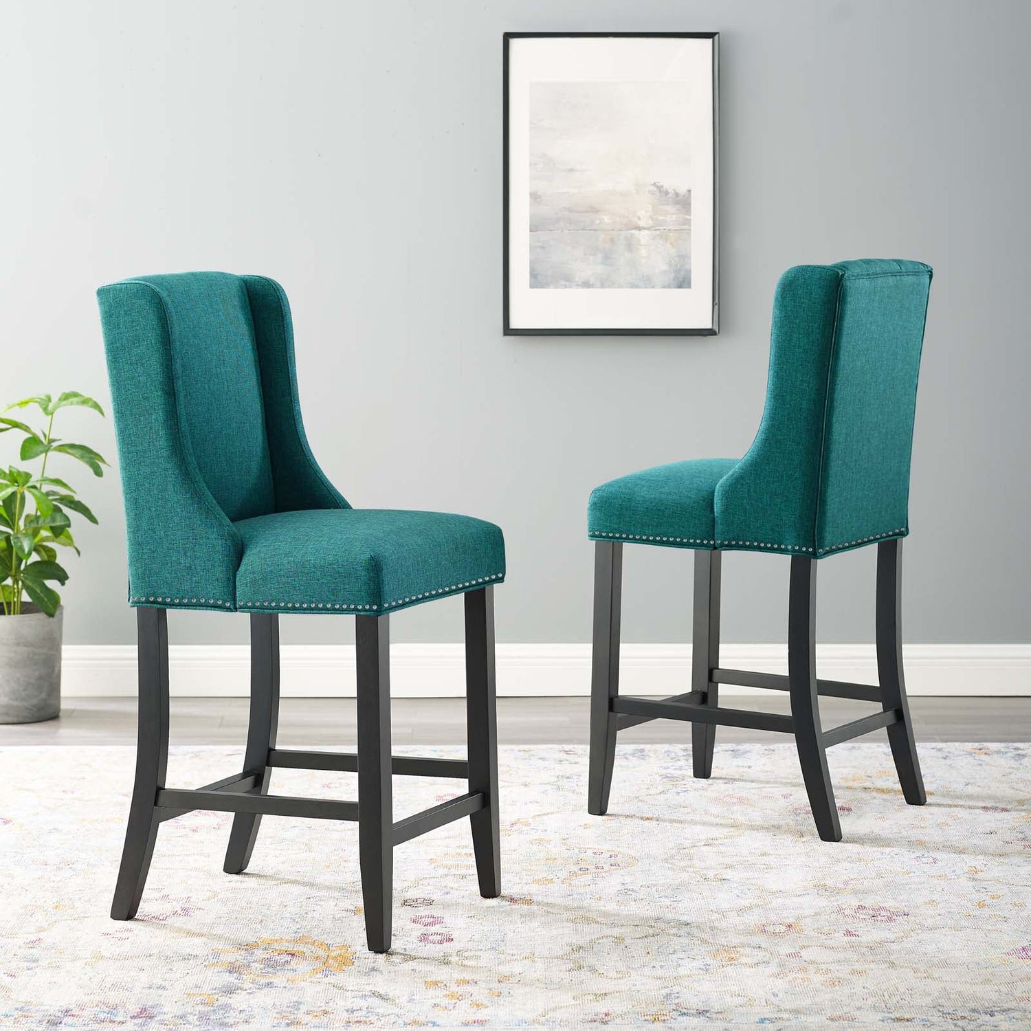 Baron Counter Stool Upholstered Fabric Set of 2 By HouseBean