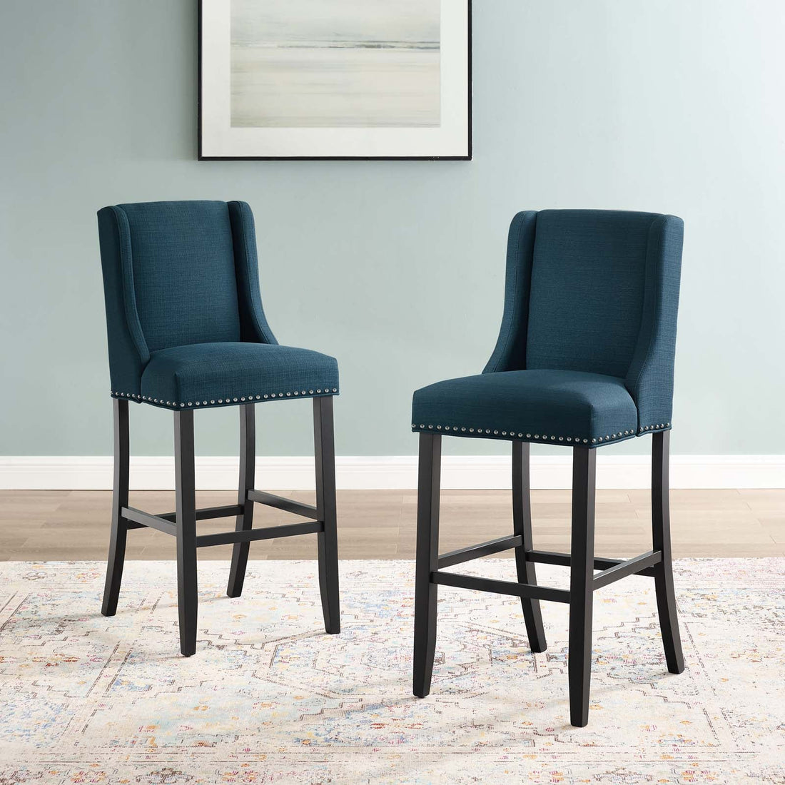 Baron Bar Stool Upholstered Fabric Set of 2 By HouseBean